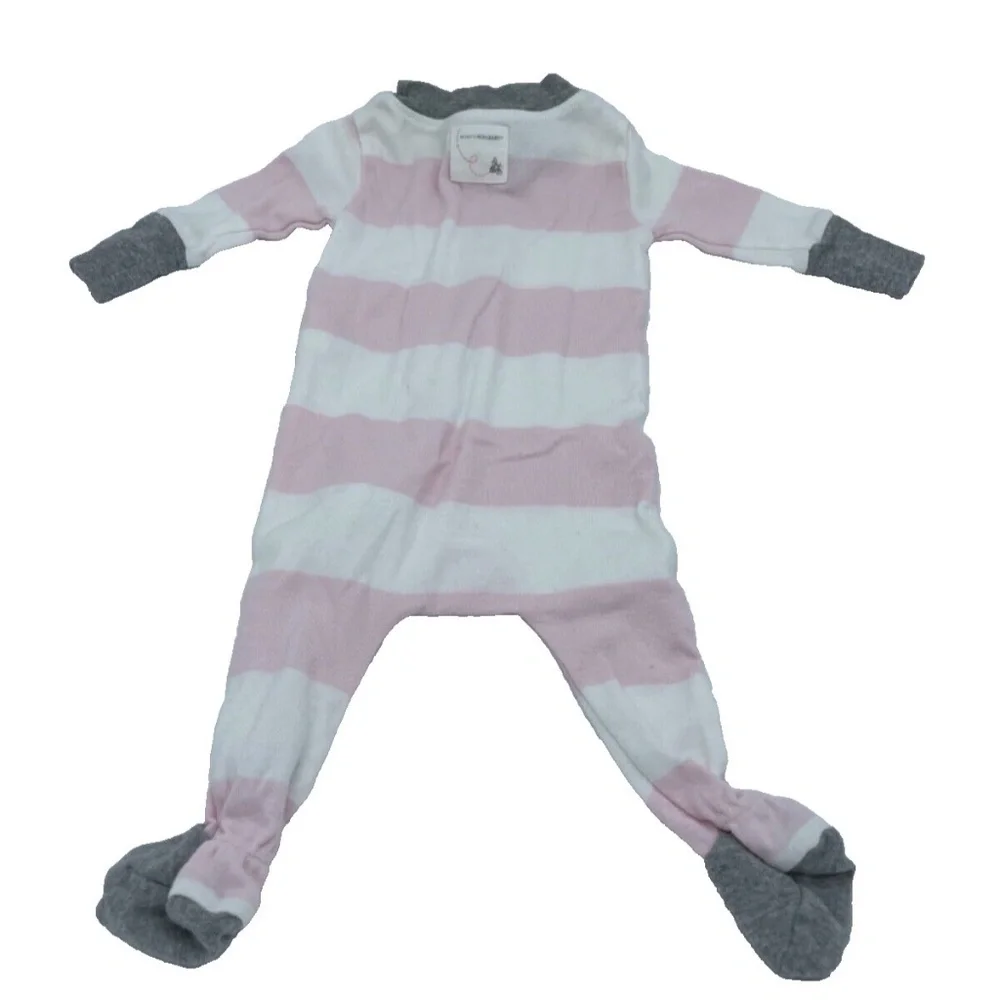 Burt's Bees Baby Footed Pajamas; Pink/White Stripes; Newborn‎